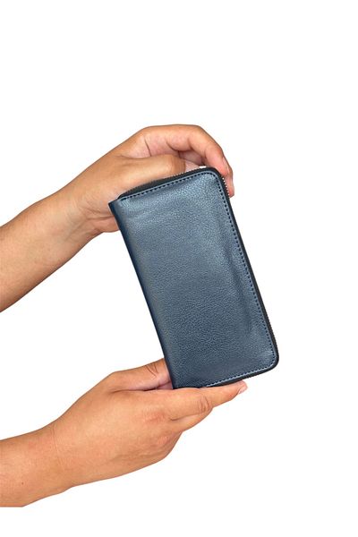 Tisaati Premium Series Luxury Leather Vertical Zipper Phone Compartment Wallet Belt Card Holder and Wristband Men's Set