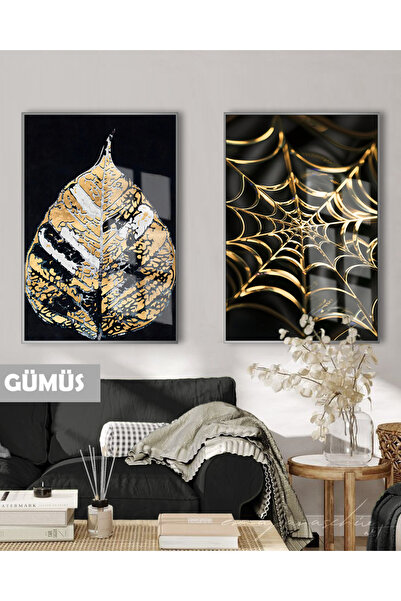 Harikabirev HARİKABİREV |   (YAPRAK-AĞ) SET ETNIC COMBINAT NEGRU&ARĂZIT DE AUR | TABLO DE STICLA CU CADRU 2 PIESE VERTICAL