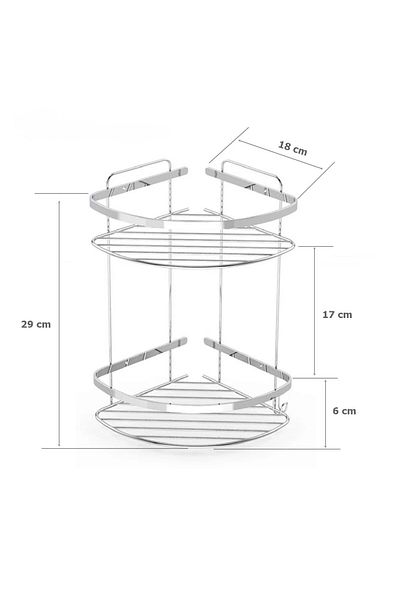 MultiStore Chrome Stainless 2 Tier Corner Shelf Bathroom Shelf Shampoo Holder