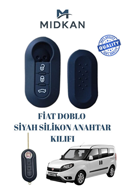 Midkan حافظة مفاتيح سيليكون من فيات دوبلو بعد عام 2010، لون أسود