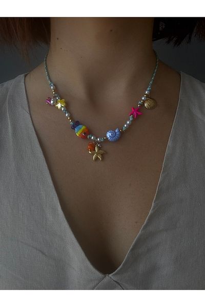 DGK COLLECTİON Summer Necklace Can Fall in Love, Metal Parts Are Steel