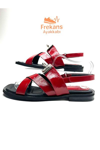NEWGÜLTEKİN Genuine Leather Black Sandals with Buckle Moderen Design, Very Stylish Mdel with Adjustable Belt