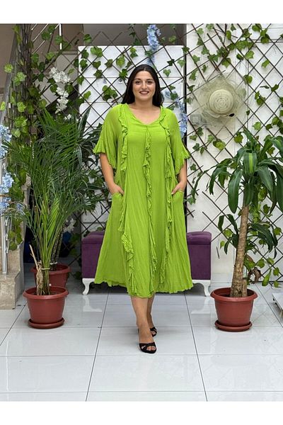 Punta Otantik VL3041 Ruffled Voile Dress Pistachio