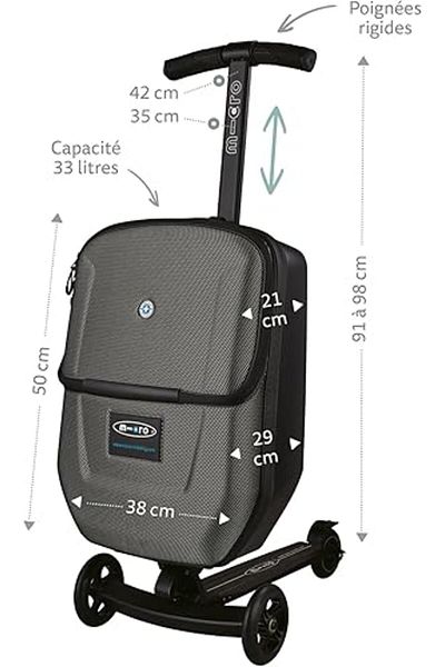 Micro Micro Mobility Micro Luggage 3.0, Men’s Luggage- Suitcase, Black,