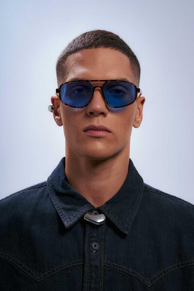 Bilge Karga Robert Leopard Blue Men's Sunglasses