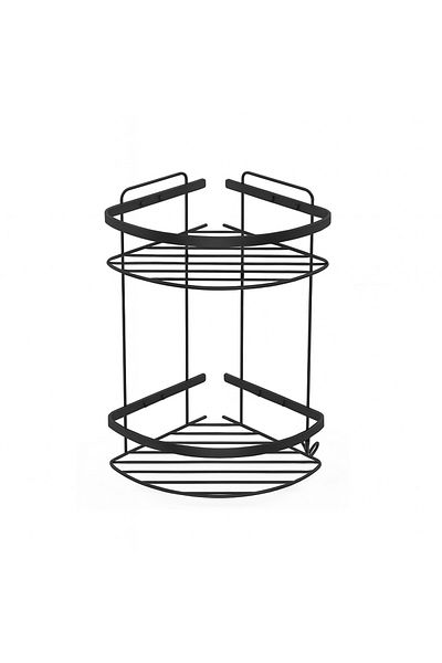 MultiStore Black Stainless 2 Tier Corner Bathroom Shampoo Holder
