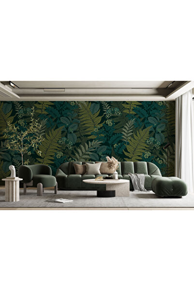 LOTUS AURA Yapraklı Duvar Kağıdı Tropikal Orman Tarzı Duvar Resmi Oturma Odas...