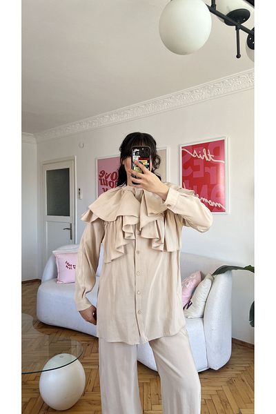 MYGİYİMİSTANBUL Modal Double Suit with Ruffle Kuaşklı