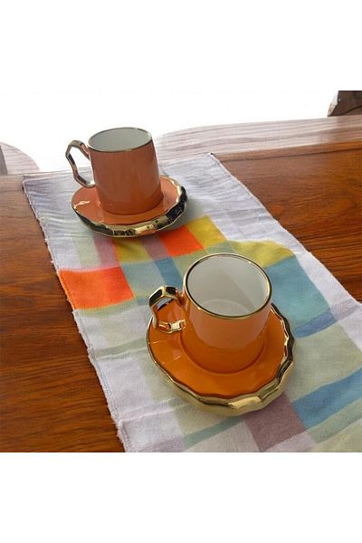 partridge store Gilded Porcelain Large Size Coffee Cup Set of 2