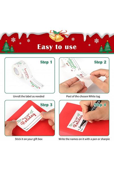 jijAcraft Christmas sticker roll, paper, multicolor, 300 pieces, 7.5 x 5 cm