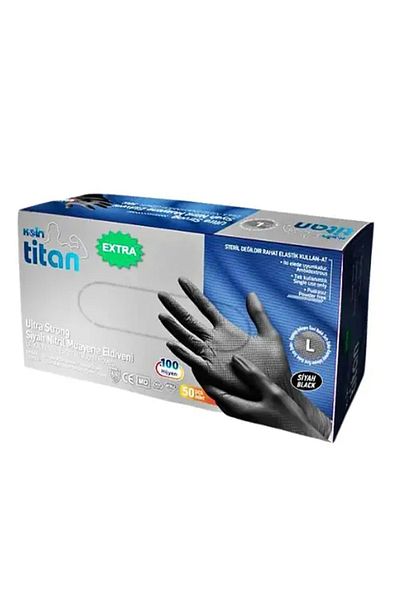 Ledarmy Coin Titan Extra Black Nitrile Exam Gloves Powder Free Ultra Strong Large L