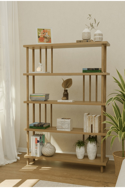 webotto 8 Çevir Kur 5 Raflı Modern Kitaplık Bohem Tarz Çok Amaçlı Düzenleyici...