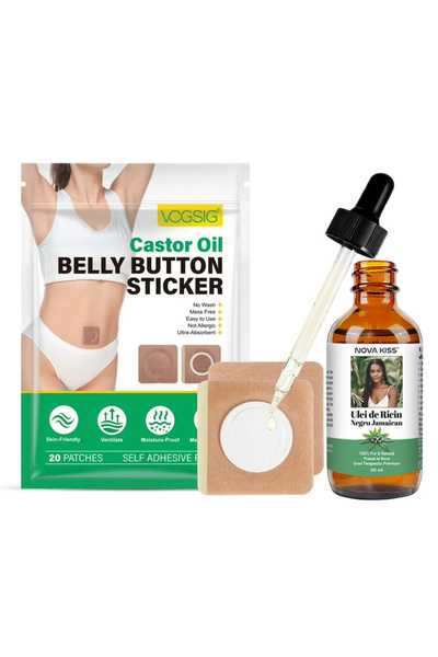NOVA KISS Detoxification and Slimming Set with 100% Pure Castor Oil and 20 Navel Patches