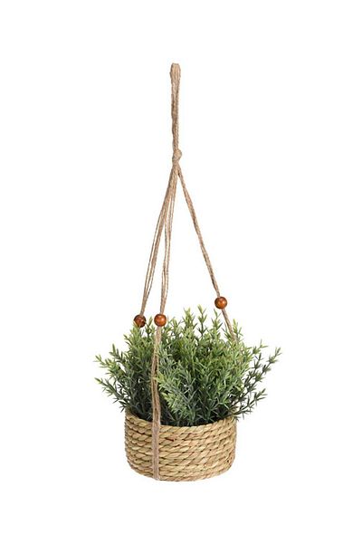 Koopman Decorative artificial plant, Azay Design, rosemary in a woven basket, with hangers, H 45cm
