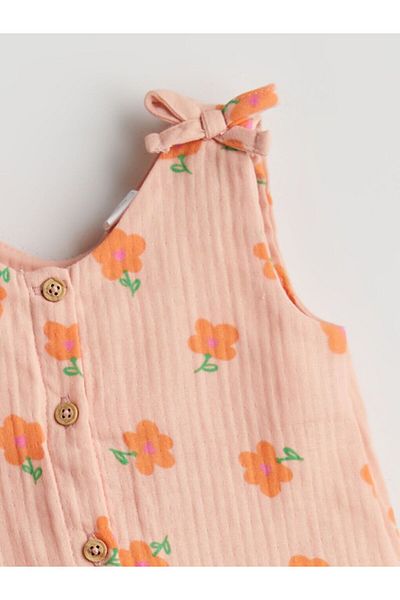 LC Waikiki Lcw Baby V-Neck Baby Girl Muslin Jumpsuit