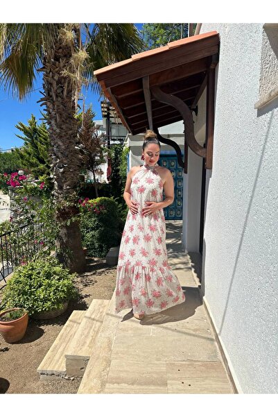 BRGCLOTHING Εισαγόμενο φόρεμα με μακρύ λαιμό με επένδυση από σιφόν