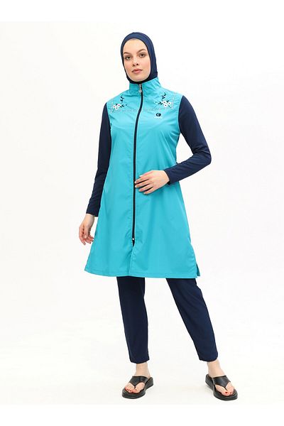 Ranuna Fully Covered Hijab Swimsuit - Turquoise - Ranuna