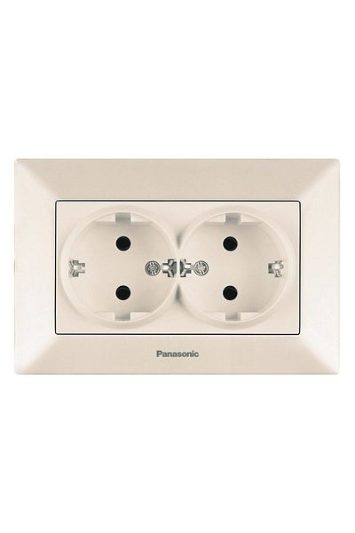 PANASONIC Double Schuko Socket with Child Protection Arkedia Beige