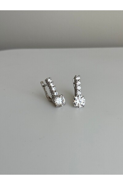 Owentis Steel Silver Crystal Stone Alameda Earrings -No Tarnishing-