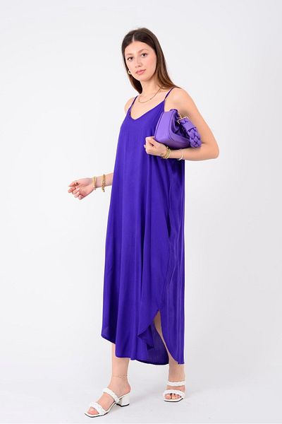 Butik Ayseba Women's Strap Back Knitted Italian Viscose Dress with Embroidery Detail