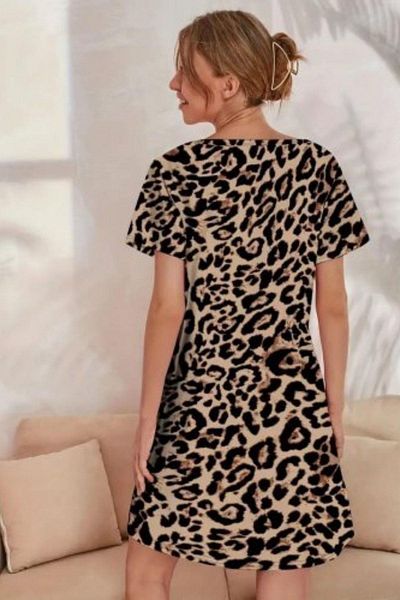 Mossta Crew Neck Digital Printed Single Jersey Dress - Patterned