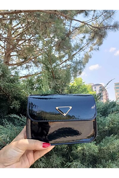 MinelFashıon Çapraz Askılı Siyah Mini Kutu Omuz Çantası