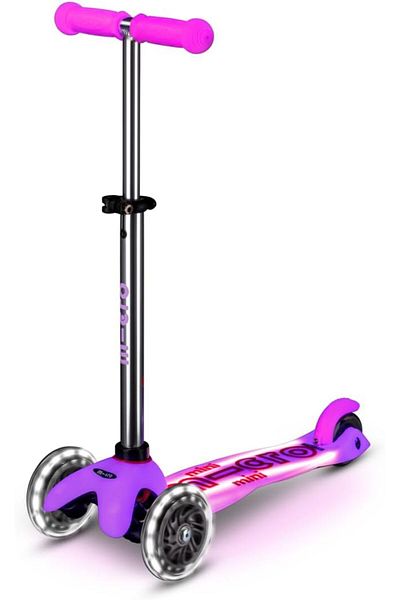 Micro Micro Kickboard | Mini Deluxe Glow Plus LED Scooter | Adjustable Handlebar | Lean-to-Steer | Lightwe