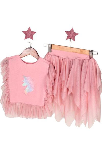 fustite cu luminite Light and Cottony Pink Set, Skirt and Blouse - 2-3 Years (92-98 CM)