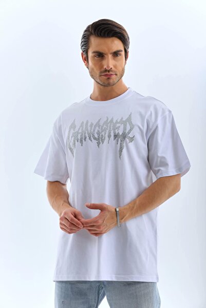 HAZEGO Μπλουζάκι Unisex Oversize Stone Crew Neck - Λευκό