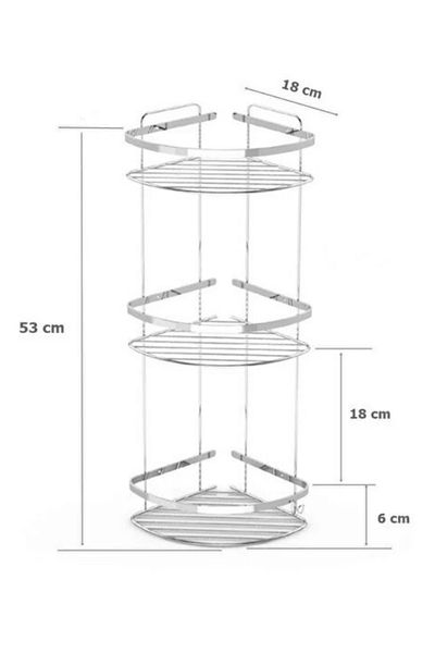 MultiStore Chrome Stainless 3 Tier Corner Shelf Bathroom Shelf Shampoo Holder