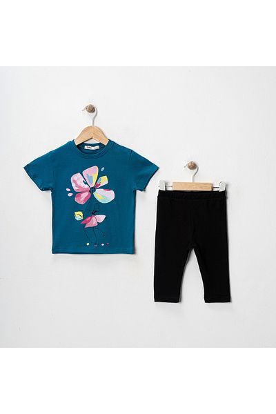MK Mukko Kids Girls' Floral Fairy Printed Basic Seasonal/Summer Leggings T-Shirt Bottom Top Set