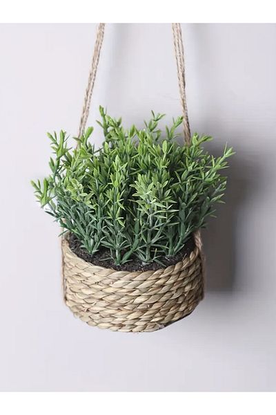 Koopman Decorative artificial plant, Azay Design, rosemary in a woven basket, with hangers, H 45cm