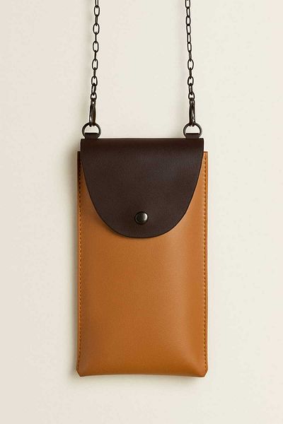 Çantiva Tan-Brown Crossbody Bag with Chain Strap