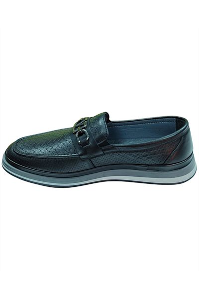 Serhan Ayakkabı Serhan Shoes 2009 Men's Black (40-44) Leather Buckle Loafer Shoes