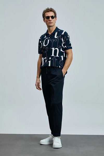 Lufian Ανδρικό μπλουζάκι πόλο Diamond Smart Navy Blue