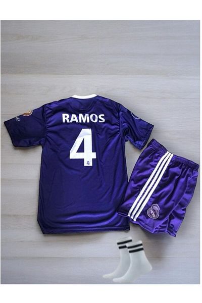 yenteks Sezonul 16-17 .Sergio. Ramos. Real. Madrid. Set de tricou pentru copii de culoare violet (cu cadou șosete)
