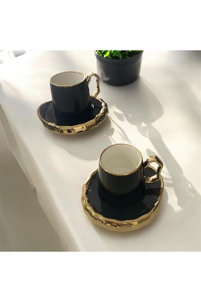 partridge store Gilded Porcelain Coffee Cup Set of 2