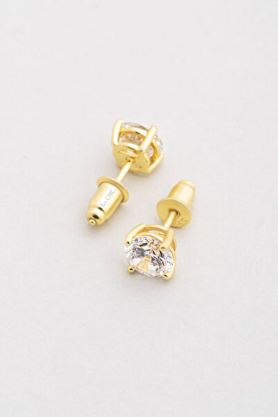 So CHIC... Tektaş 6 mm 18 Ayar Sarı Altın Kaplama Gümüş Küpe