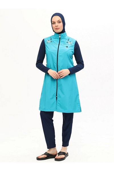 Ranuna Fully Covered Hijab Swimsuit - Turquoise - Ranuna