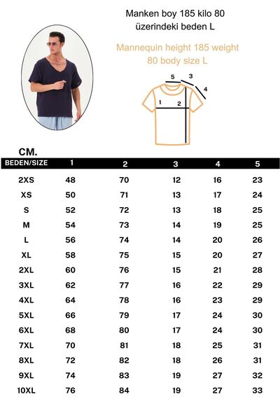 RELAXL Μπλουζάκι από 100% βαμβάκι Oversize με ραφές με λαιμόκοψη V Navy Blue Tril Tril Muslin