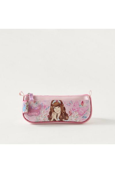 minmie Butterfly Print Pencil Pouch with Zip Closure
