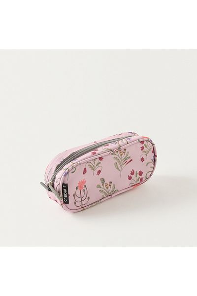 J World All-Over Floral Print Pencil Pouch with Zip Closure