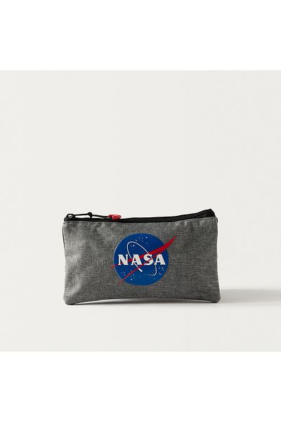 Nasa Logo Detail Pencil Pouch with Zip Closure - 1-Year Warranty
