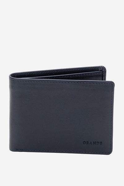Grande Gd 1519 Real Leather Men's Wallet Navy Blue