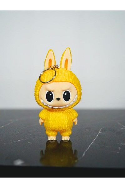 HobiDünyasıElif Labubu Toy Figure 2 Pieces Keychain Yellow 13cm Good Quality