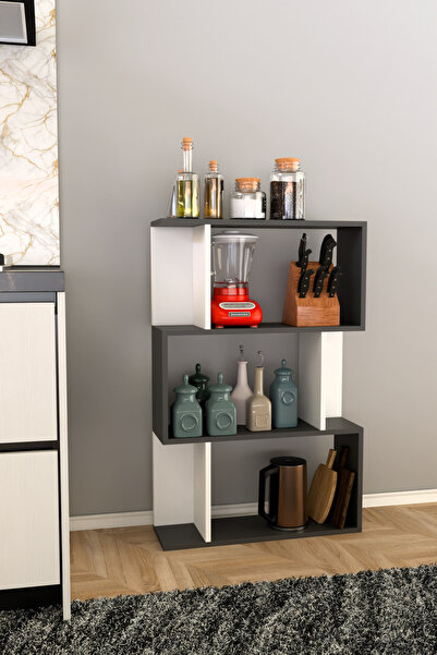 Remaks SCALA 3 RAFLI Mutfak Dolabı Mutfak Rafı Çok Amaçlı Dolap -ANTRASİT-BEYAZ