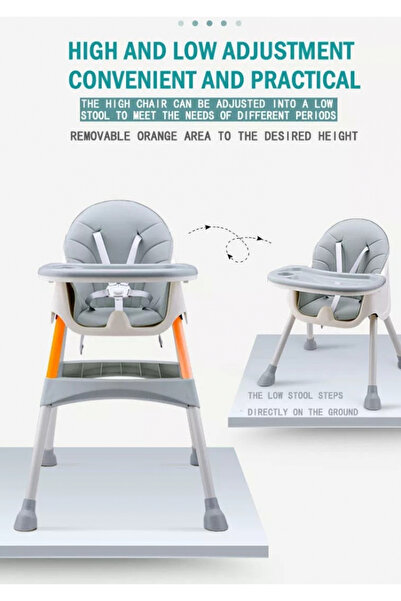 Little Mom Scaun de masa pentru copii, Little Mom, transformabil, cu tavita dubla ajustabila si detasabila, cu