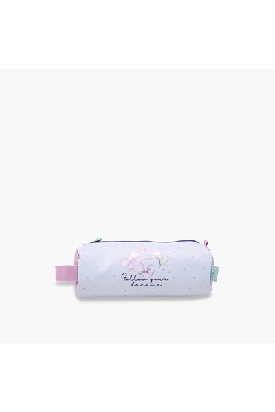 Enso Bow Print Pencil Pouch with Zip Closure