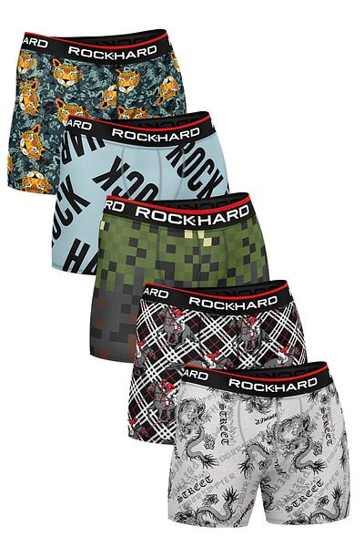 rockhard Ανδρικά εμπριμέ βαμβακερά μπόξερ 5 Συσκευασία