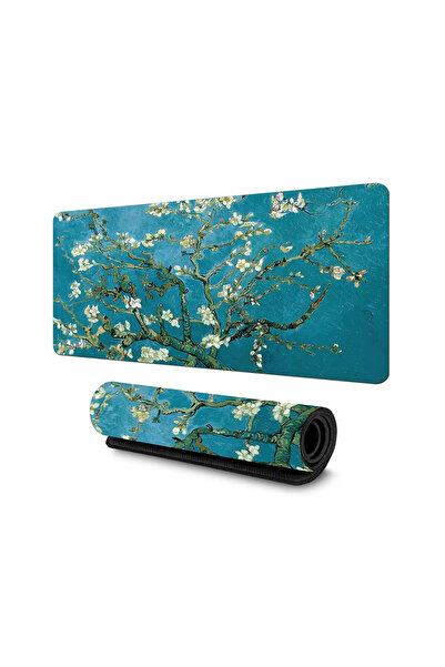 Mcstorey لوحة ماوس كبيرة الحجم مقاس 90 × 40 مم وقاعدة مطاطية مضادة للانزلاق بنمط فان جوخ